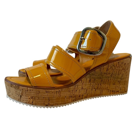 Donald Pliner NIB Iriving Wedge Sandal Yellow Size 10M - Picture 2 of 14